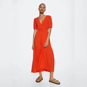 Mango Cantina Short Sleeve Vneck Maxi Dress